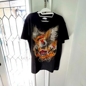 Heads Or Tails: New Black Men Decorated Shirt, Size L